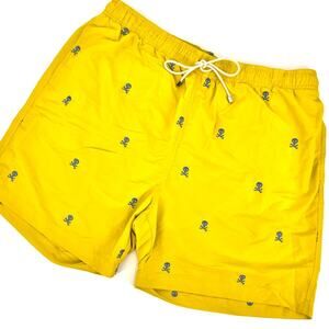 J. McLaughlin Skull & Crossbones Men’s Swim Trunks Sz XL Neon Green / Blue